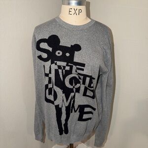 Men’s Grey XL Sweater with Black Graphic Design